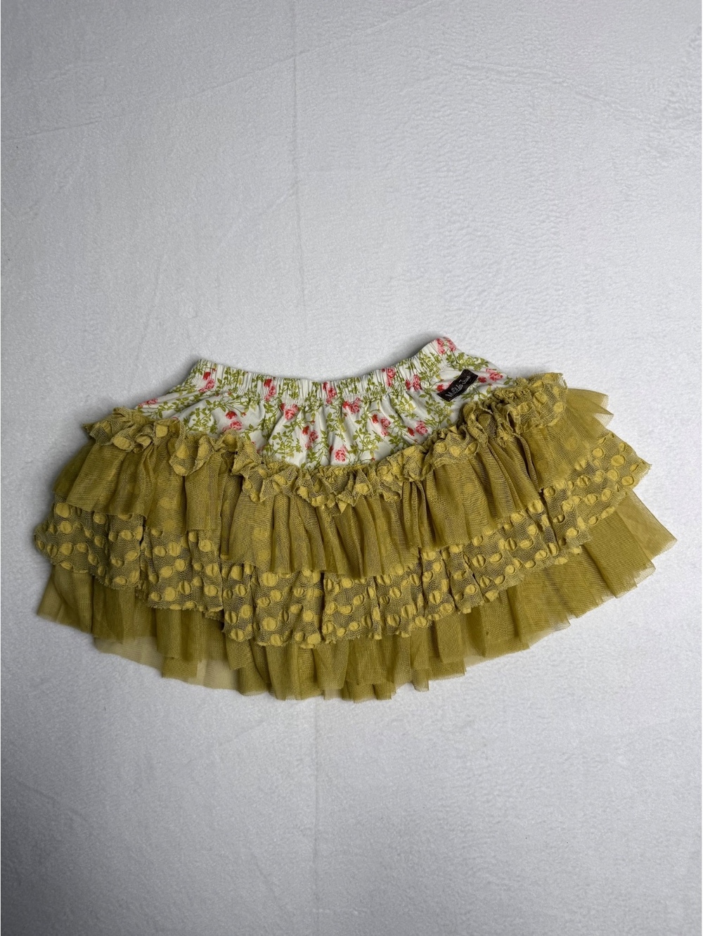 Matilda Jane Serendipity Ruffle Tutu Skirt Girls Size 4 Floral Olive